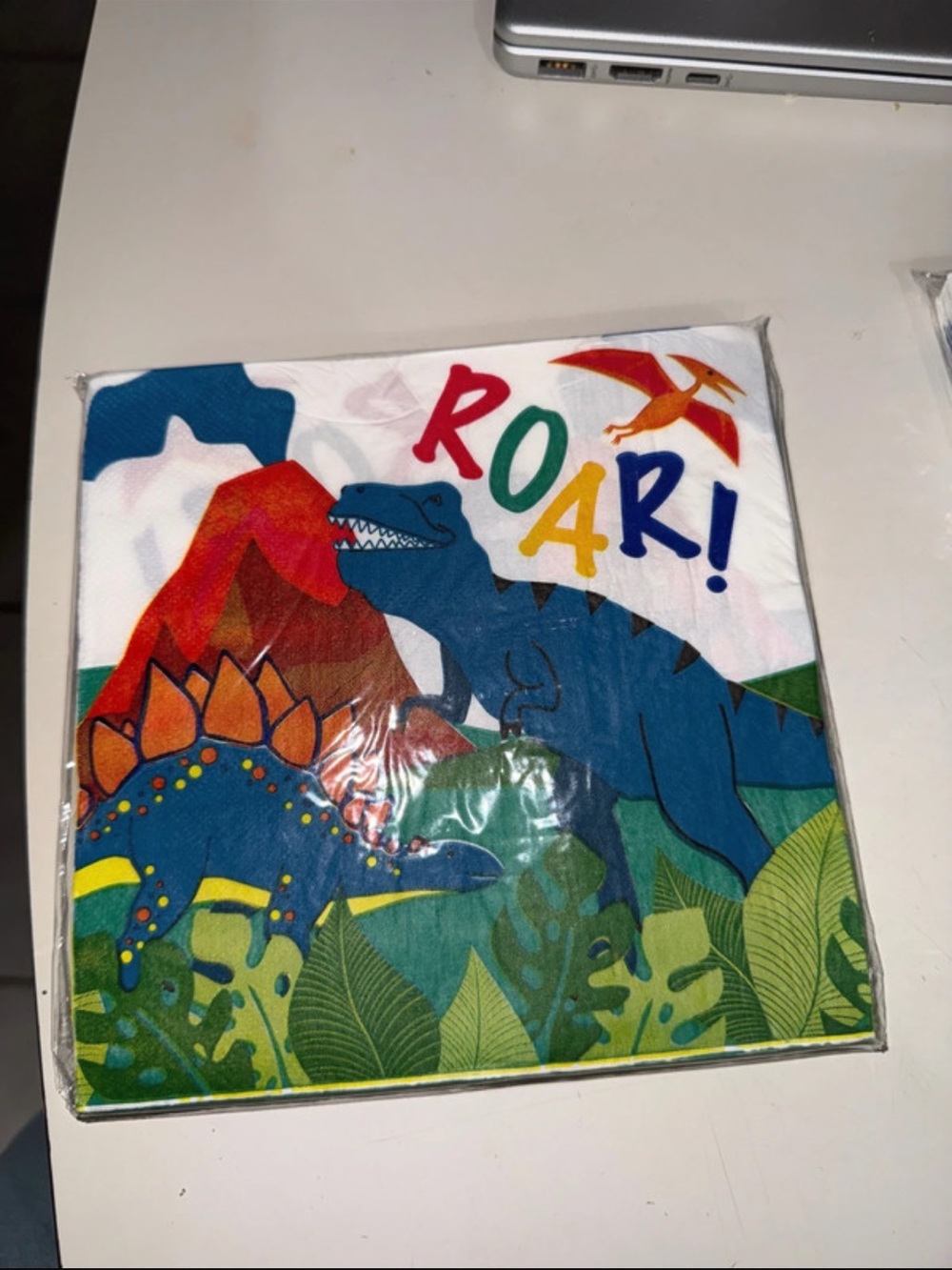 Blue Dinosaur 'ROAR!' Party Napkins - Kids Disposable Tableware